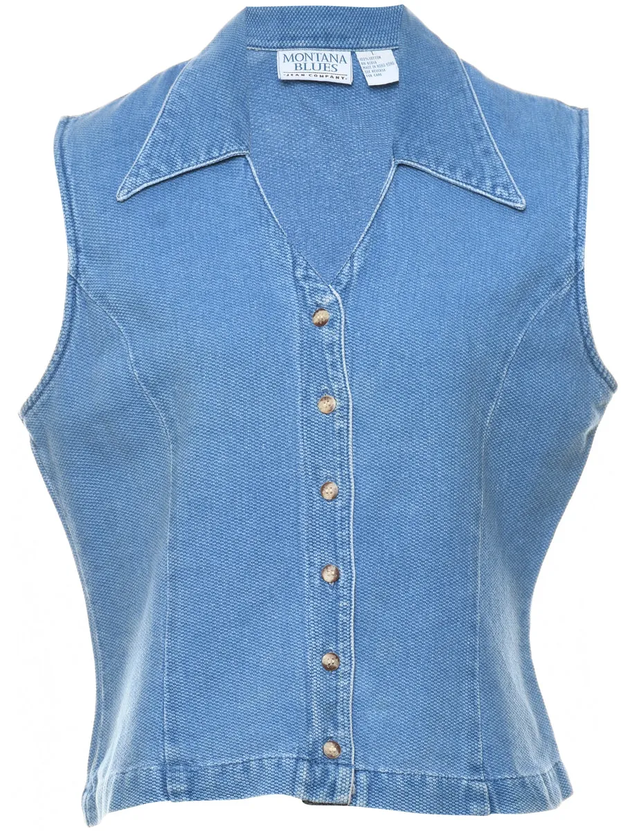 1990s Medium Wash Denim Vest - L