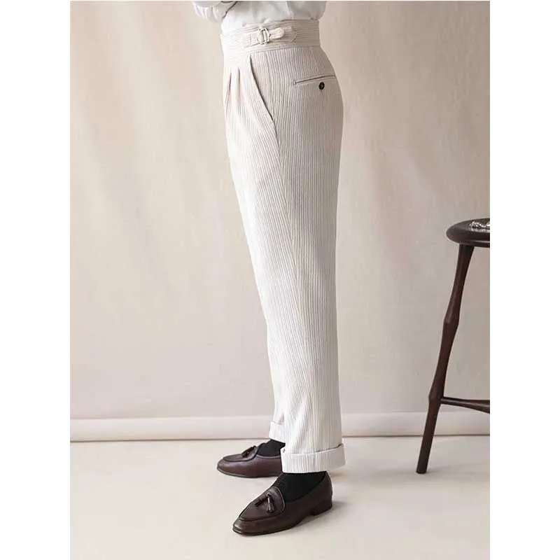 Autumn and Winter Business Corduroy Warm High-waisted Trousers