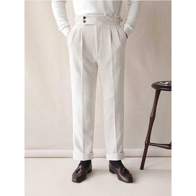 Autumn and Winter Business Corduroy Warm High-waisted Trousers