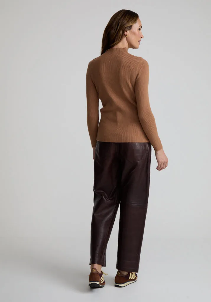 Beatrice Roll Neck Jumper In Brown