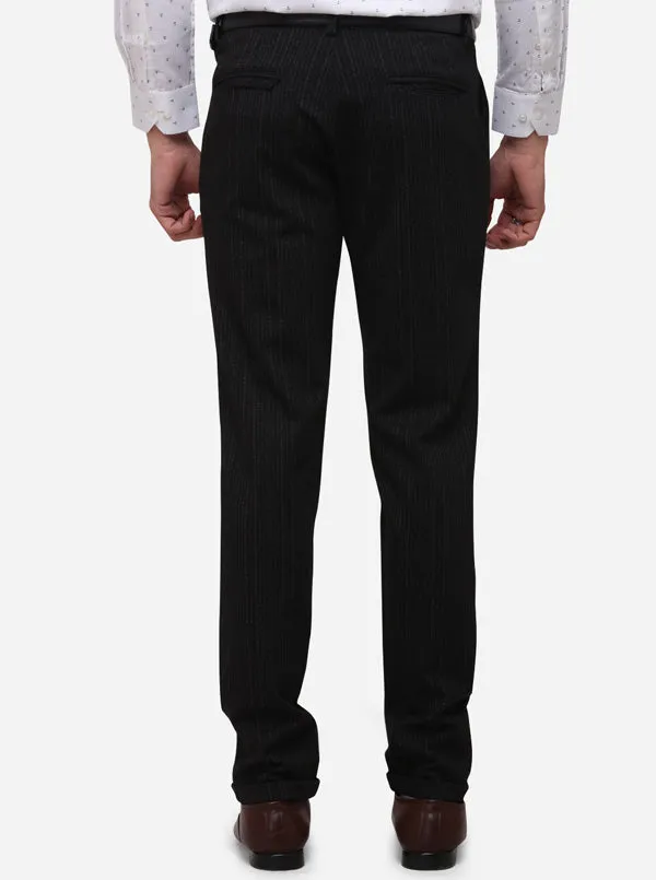 Black Slim Fit Striped Club Wear Trouser | JB Studio