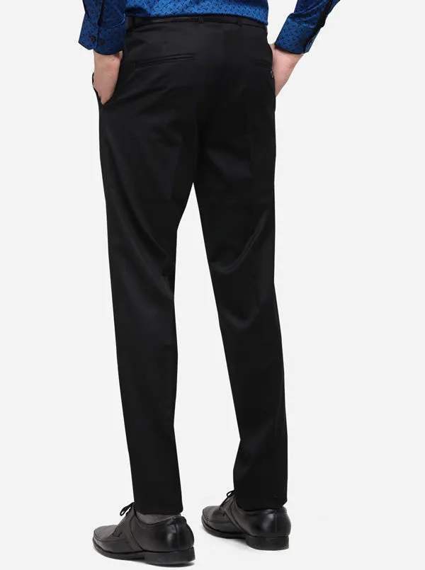 Black Super Slim Fit Solid Formal Trouser | Greenfibre