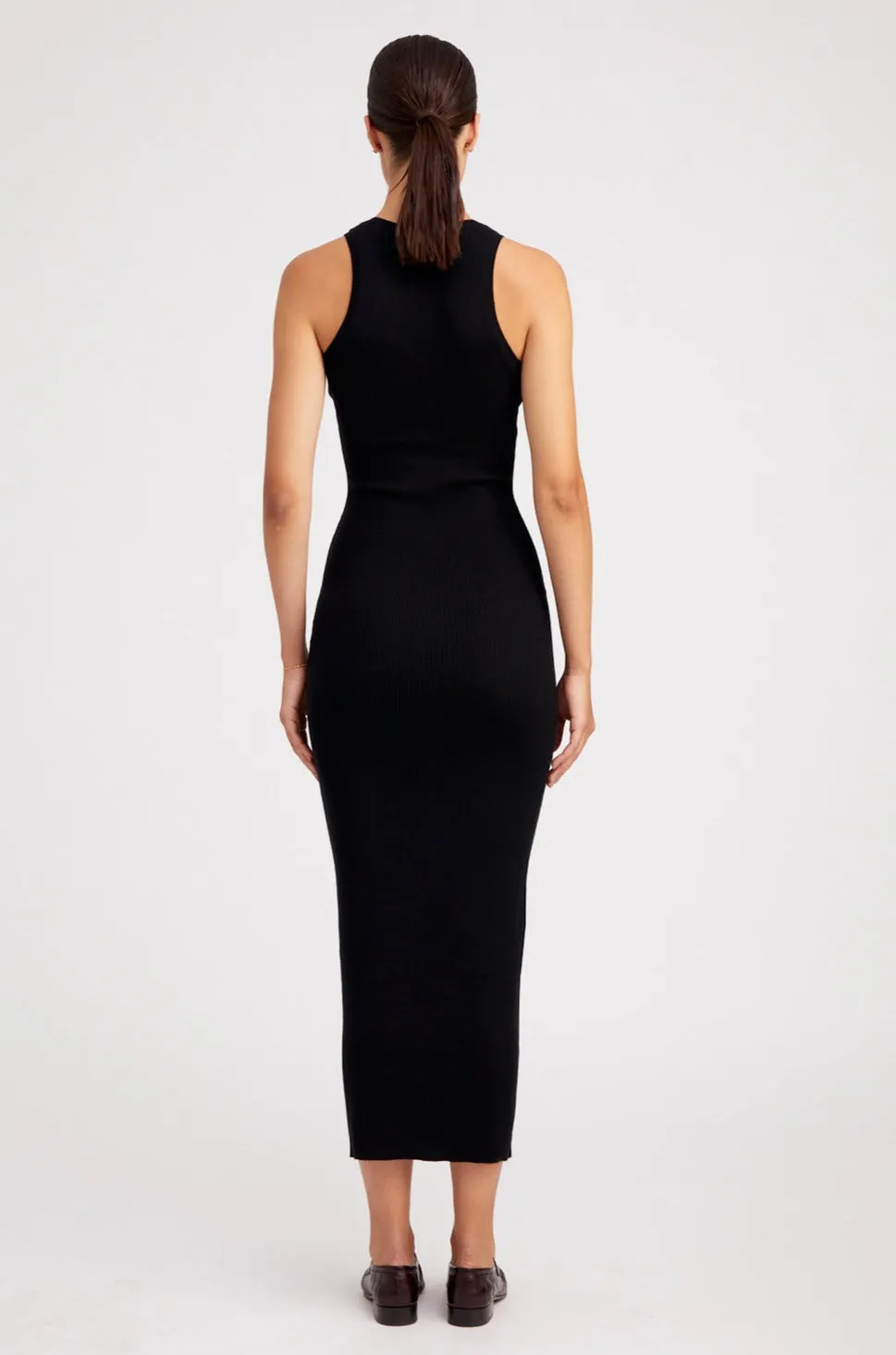 Black Ultra Fine Cashmere Racer Tank Dress