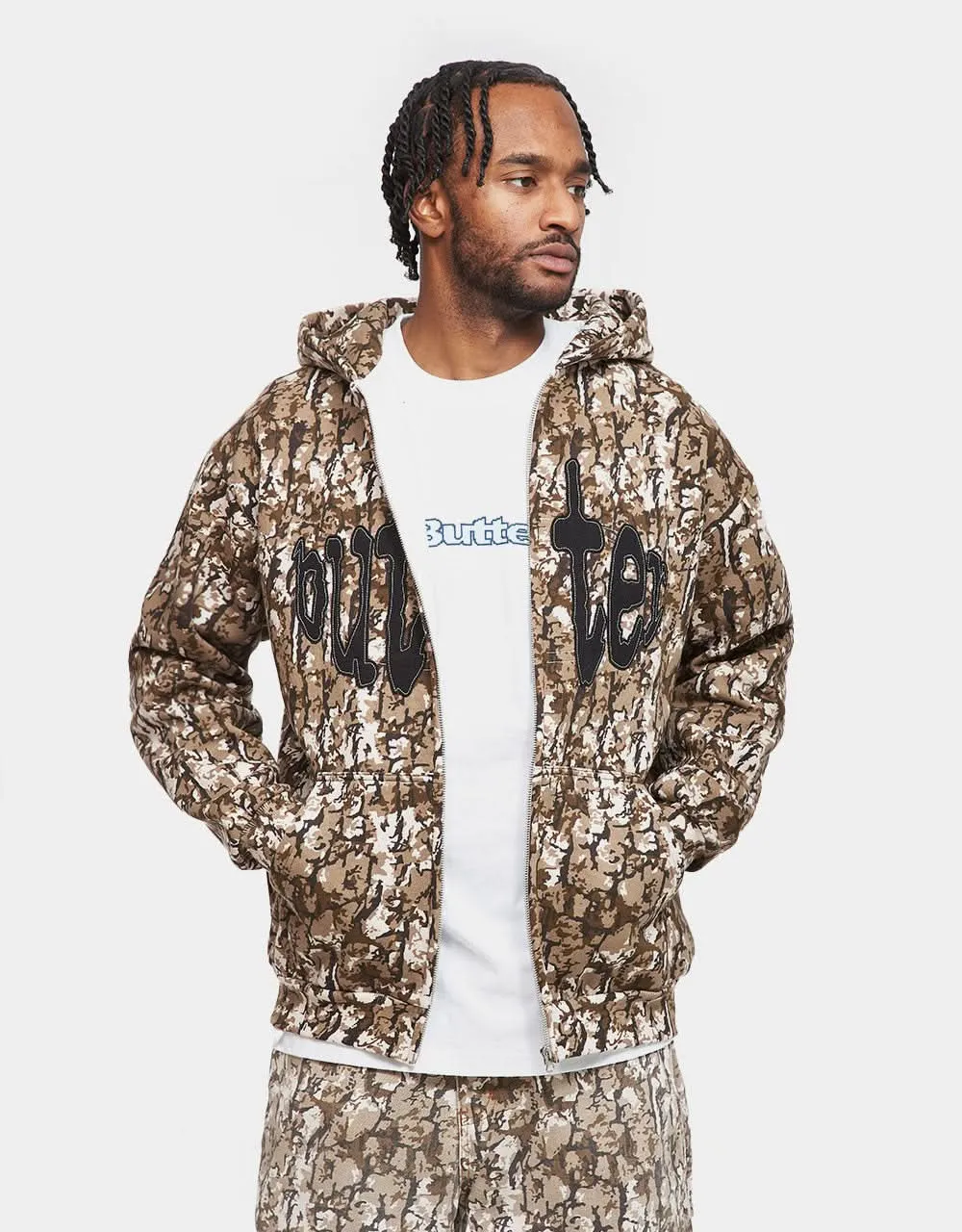 Butter Goods Frenzy Zip-Thru Hoodie - Tan Camo