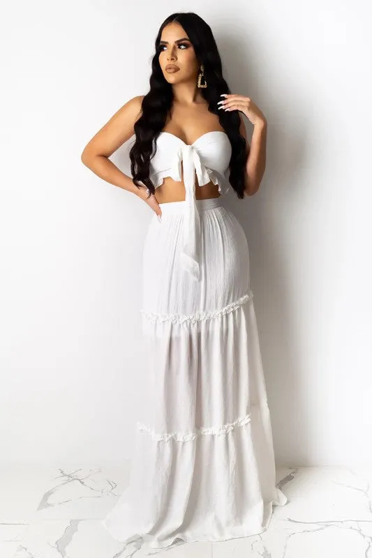 Celestial Chic: Matching White Halter & Skirt Set