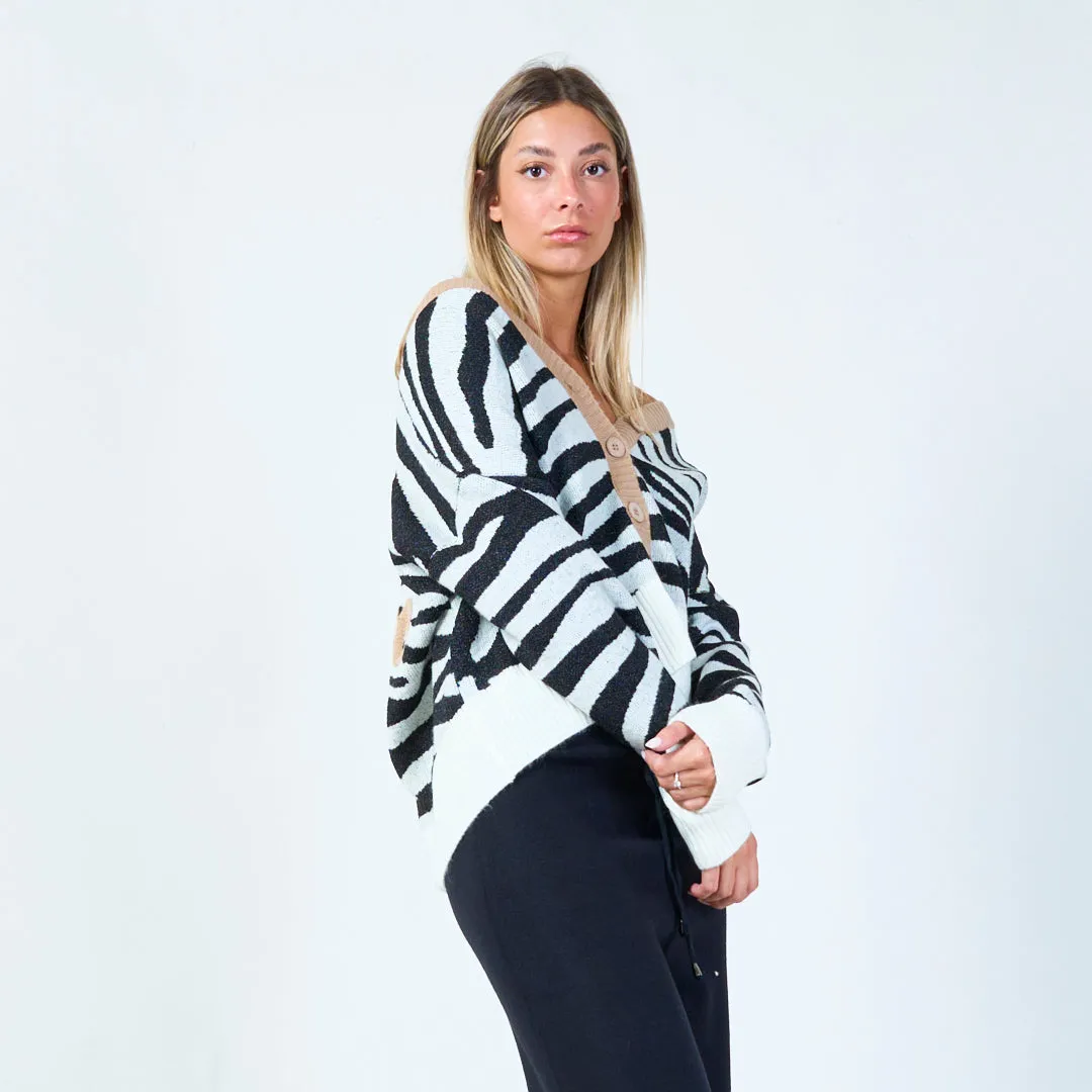 Chic zebra print cardigan wholesale