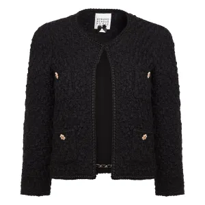 Classic Cropped Tweed Jacket - Black