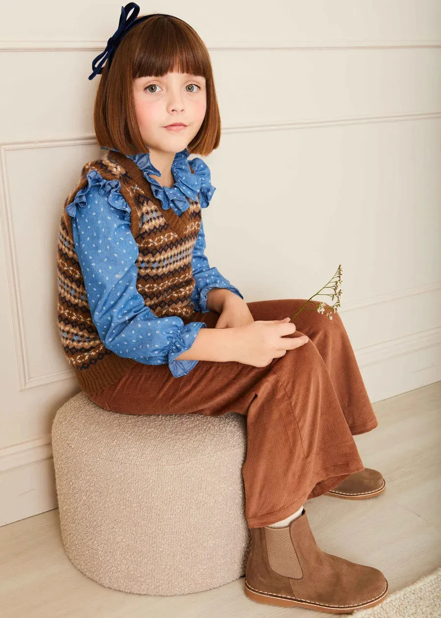 Corduroy Wide Leg Trousers in Caramel (4-10yrs)