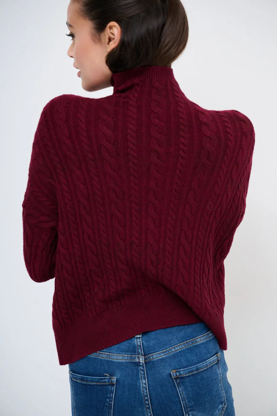 Cozy cable-knit turtleneck sweater wholesale