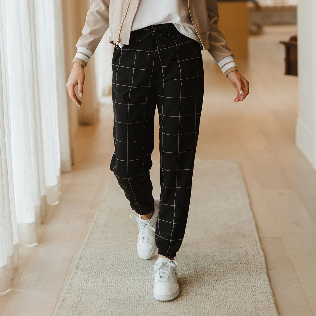 Everywhere Joggers, Black Windowpane