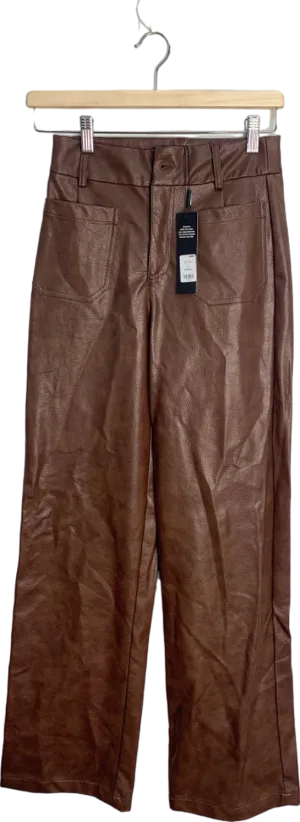 Fashion Nova Brown Azalea Washed Faux Leather Trouser XS