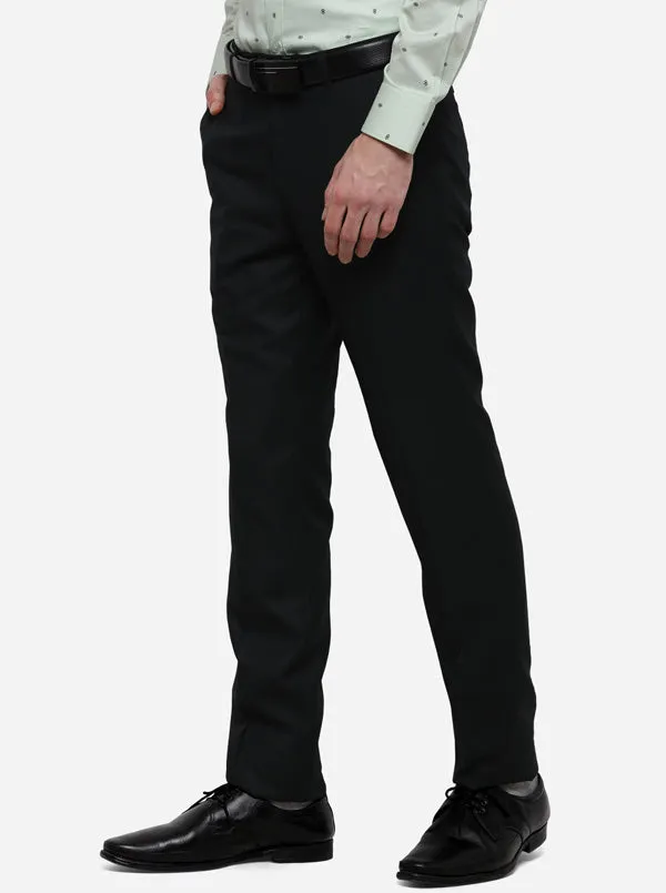 Green Solid Slim Fit Formal Trouser | Metal