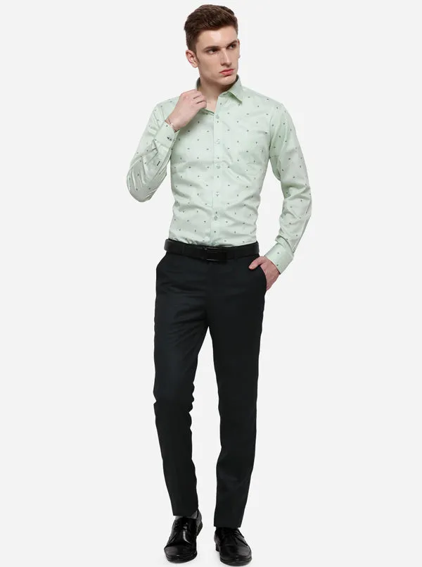 Green Solid Slim Fit Formal Trouser | Metal