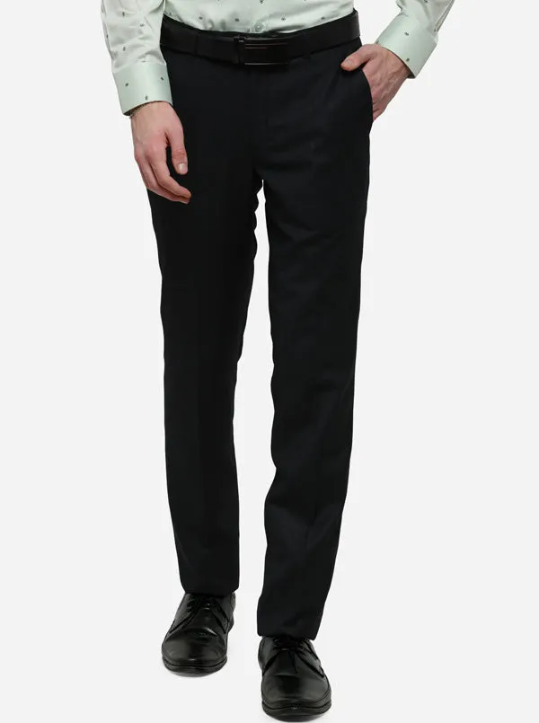 Green Solid Slim Fit Formal Trouser | Metal