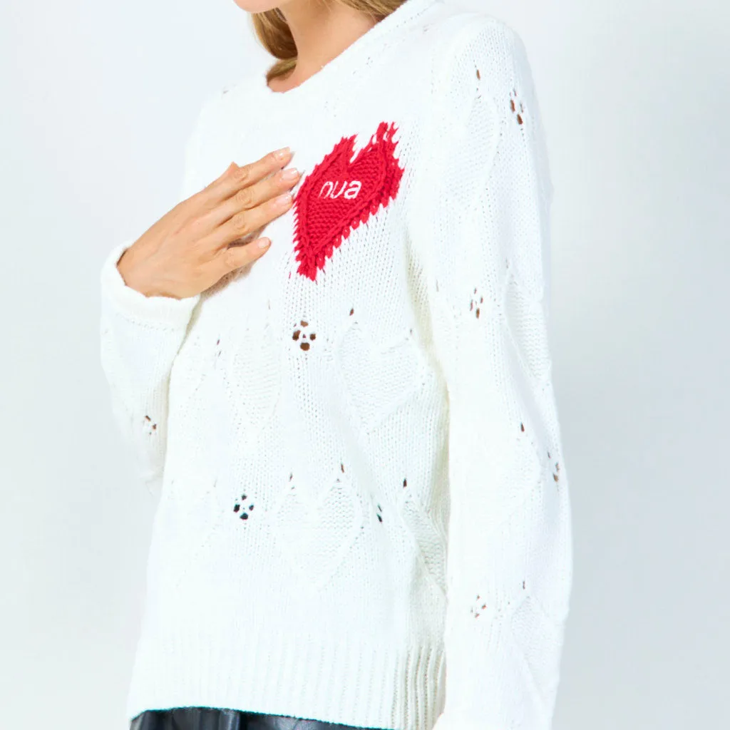 Heart knit sweater wholesale