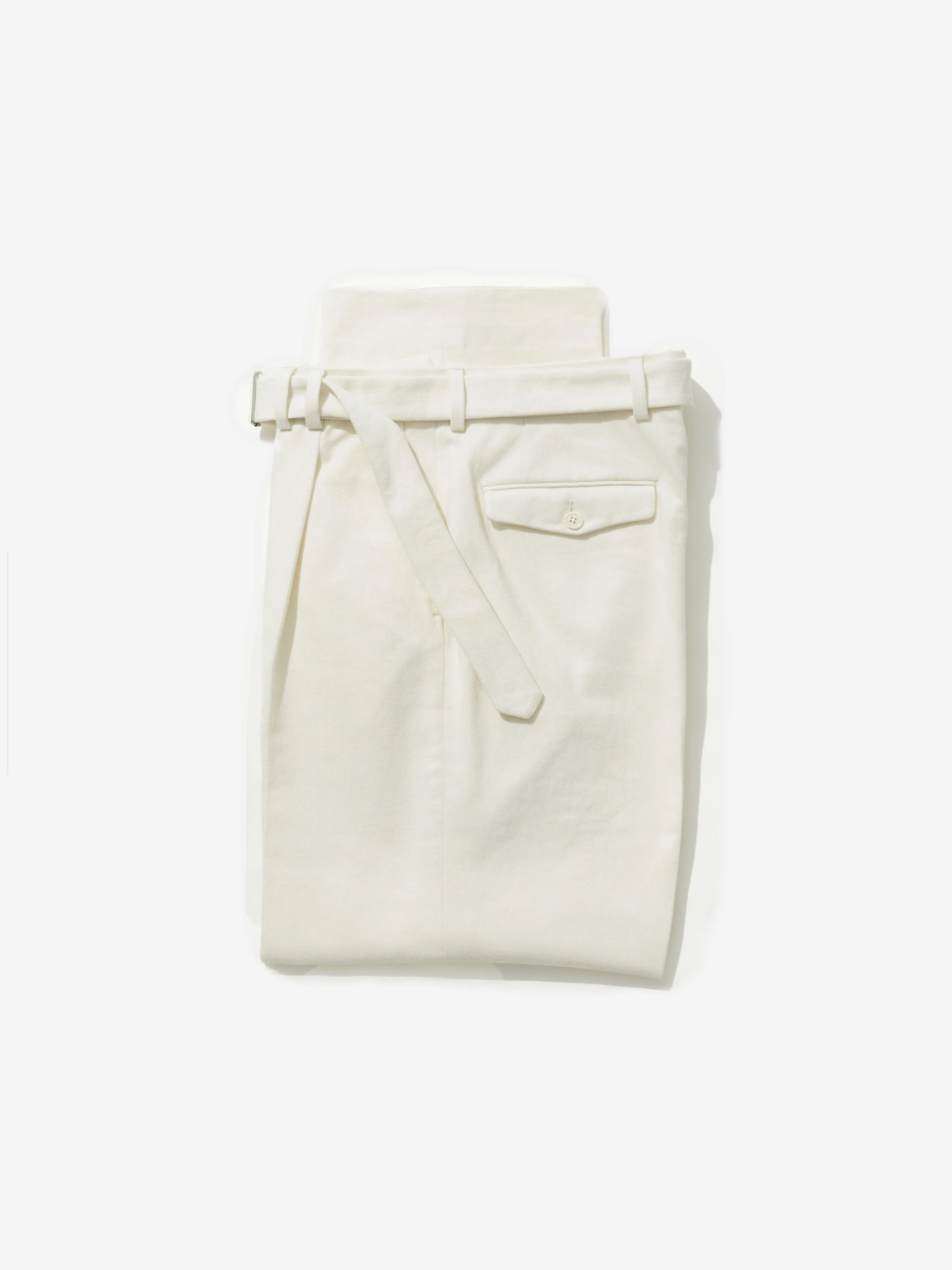 Ivory Cotton Belted Trousers (Wide Fit)