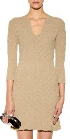 Knit Textured Stretchy Wool Dress