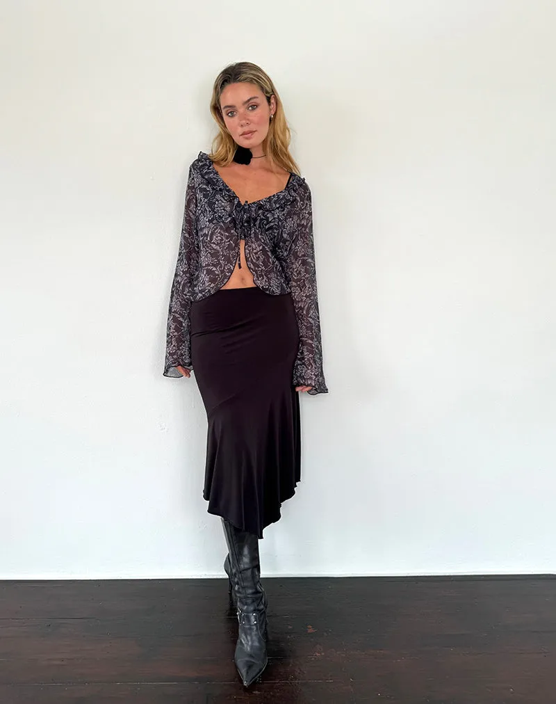 Lakota Cardigan in Black Baroque Print