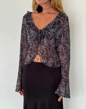 Lakota Cardigan in Black Baroque Print