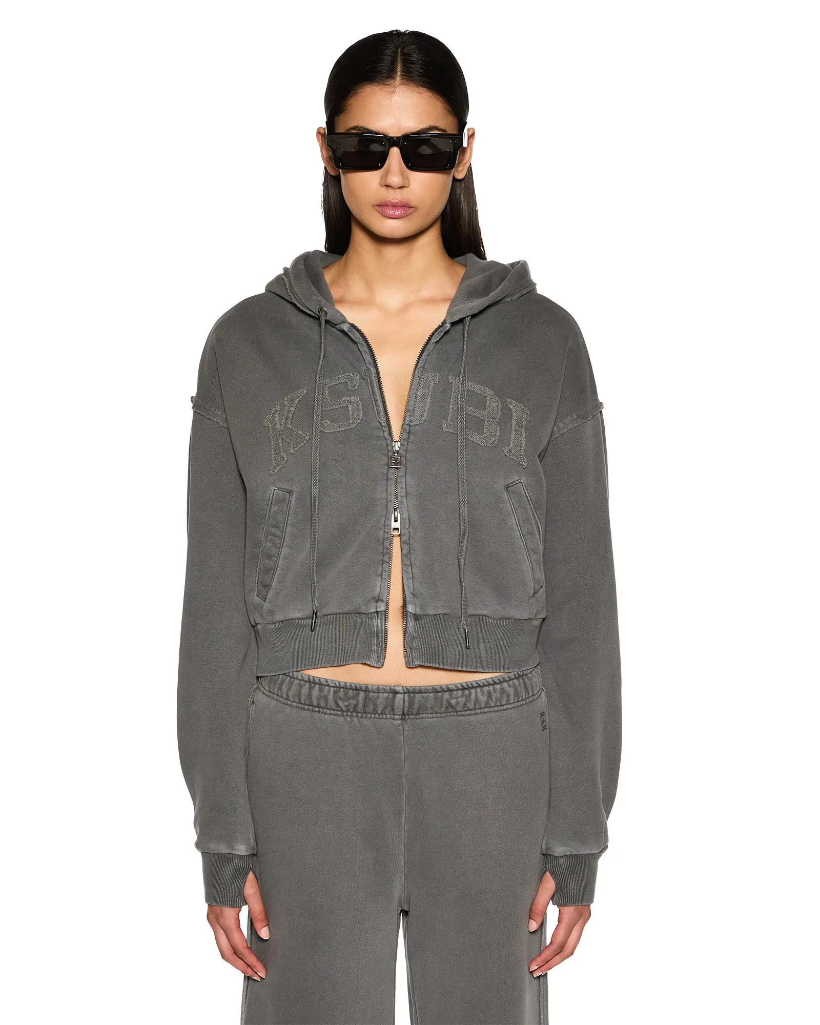 LEAGUE CROPPED HOODIE CHARCOAL