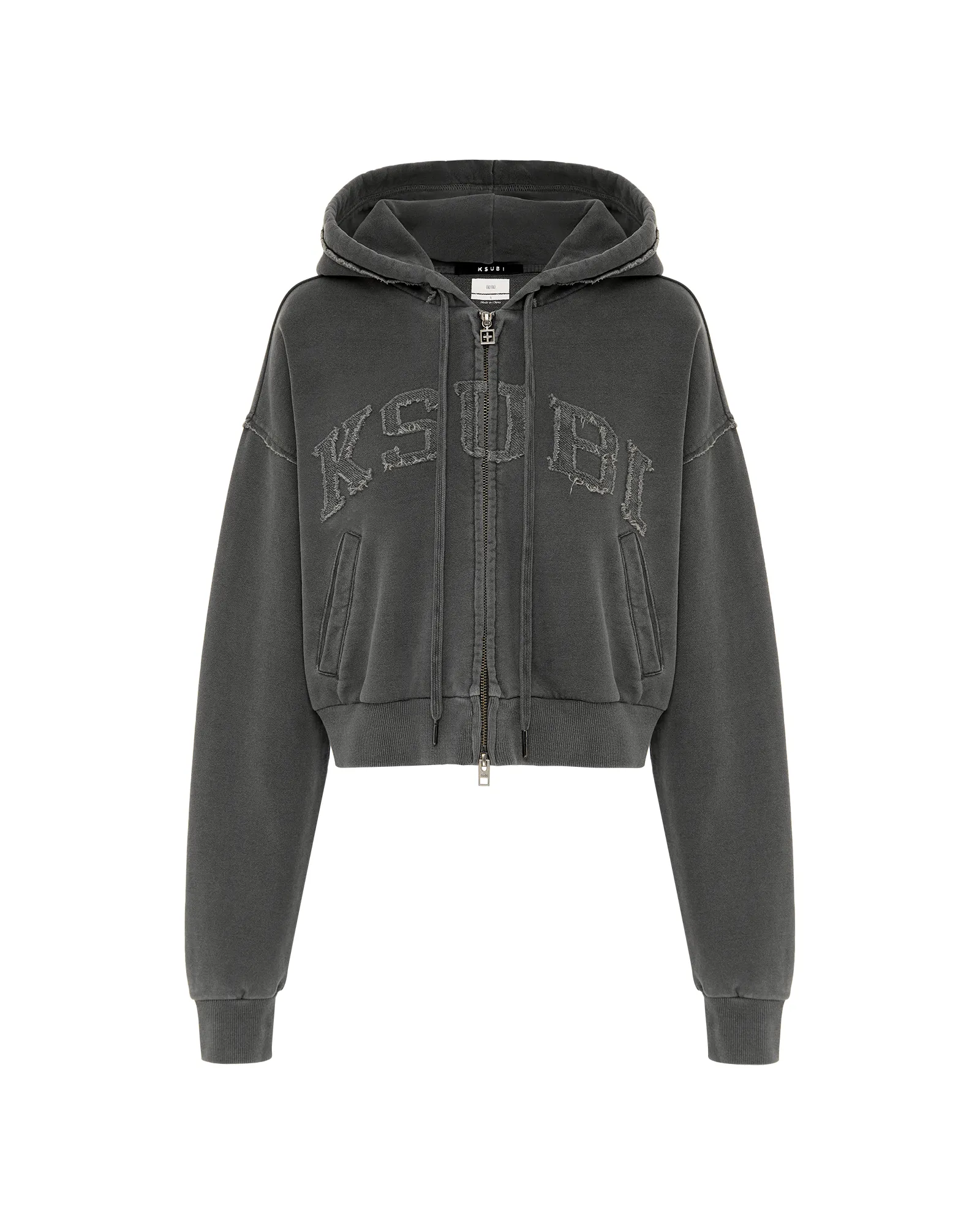 LEAGUE CROPPED HOODIE CHARCOAL