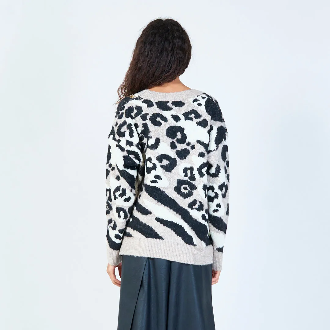 Leopard pattern sequin cardigan wholesale