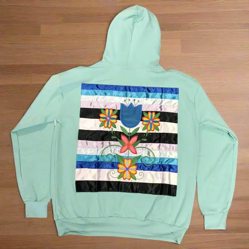 Light Green Native Style Embroidered Hoodies