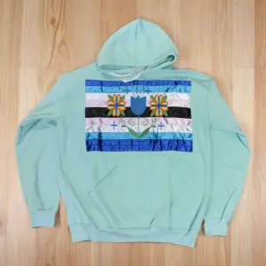 Light Green Native Style Embroidered Hoodies