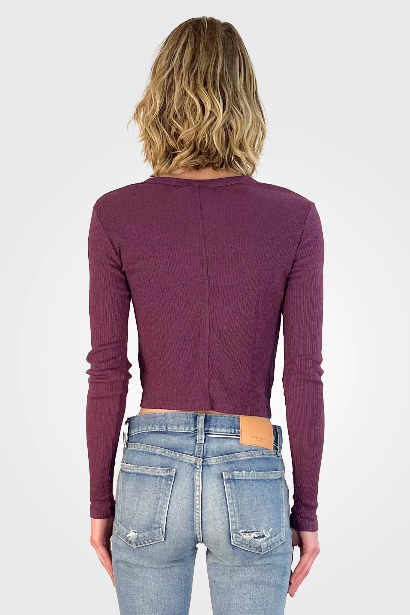 Lyla Ribbed Cardigan - Plum