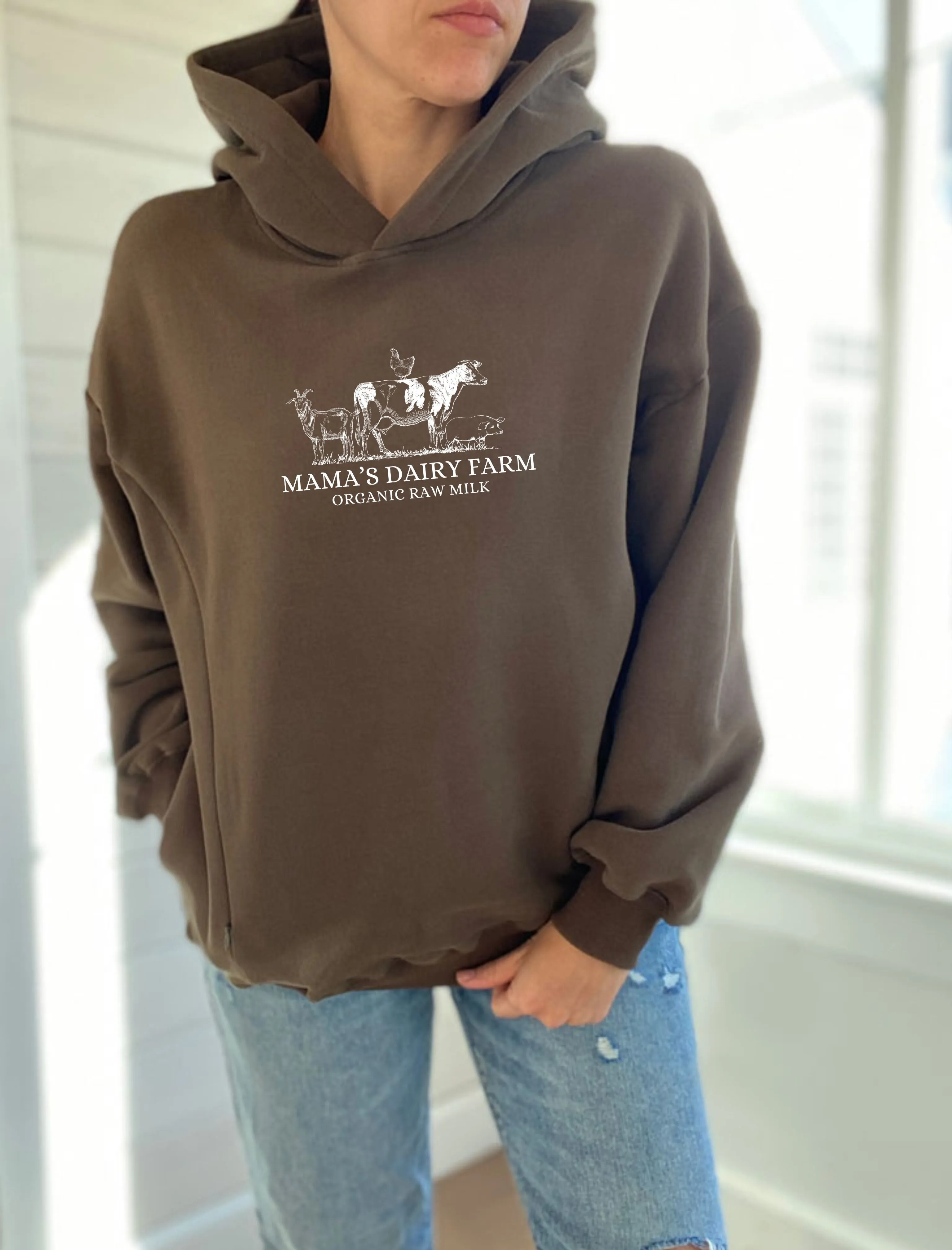 Mama's Dairy Farm | Farm Animals Hooded Sweatshirt