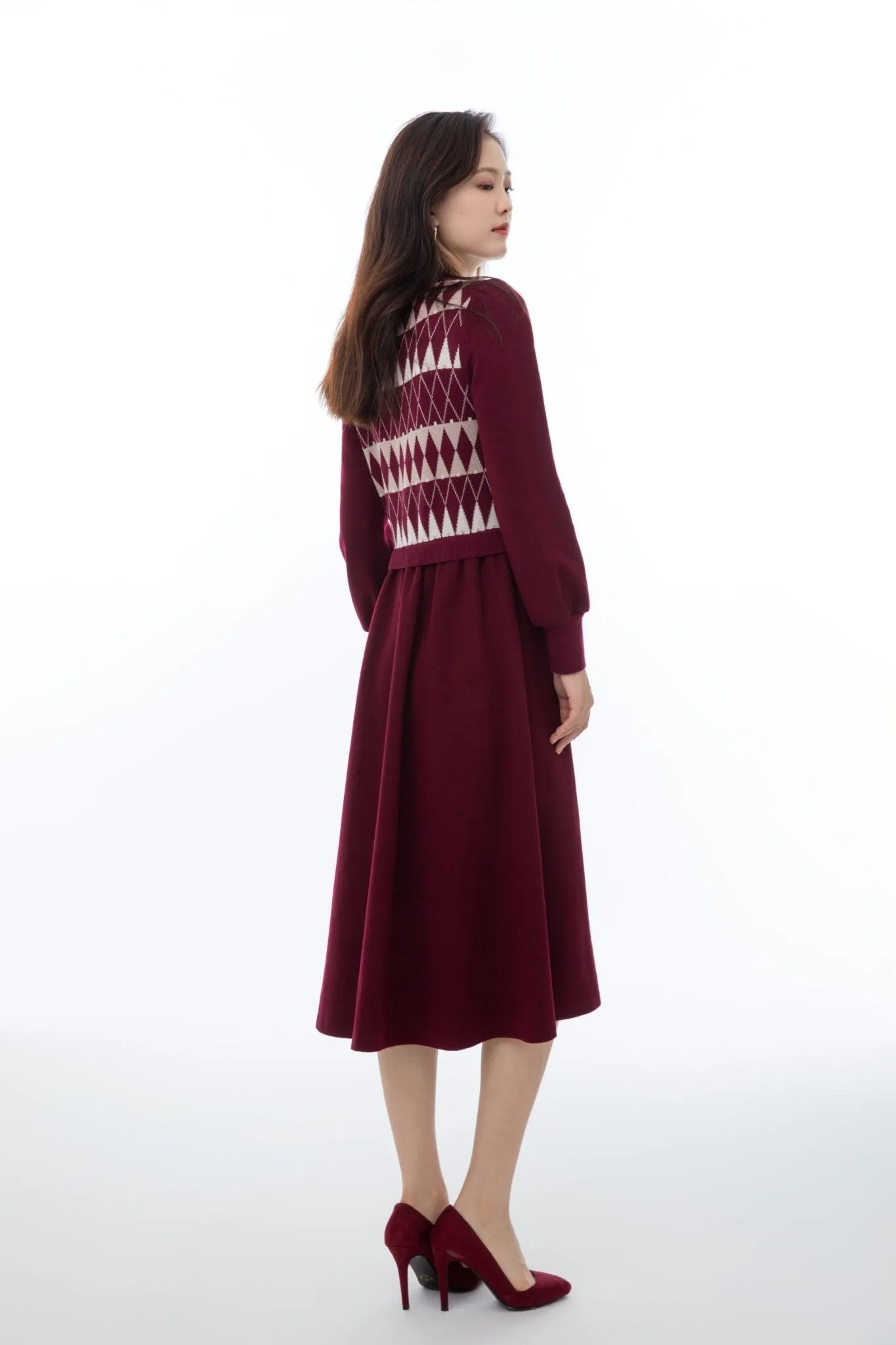 Maroon Jacquard Dress