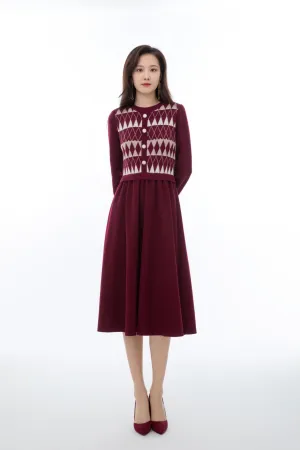 Maroon Jacquard Dress