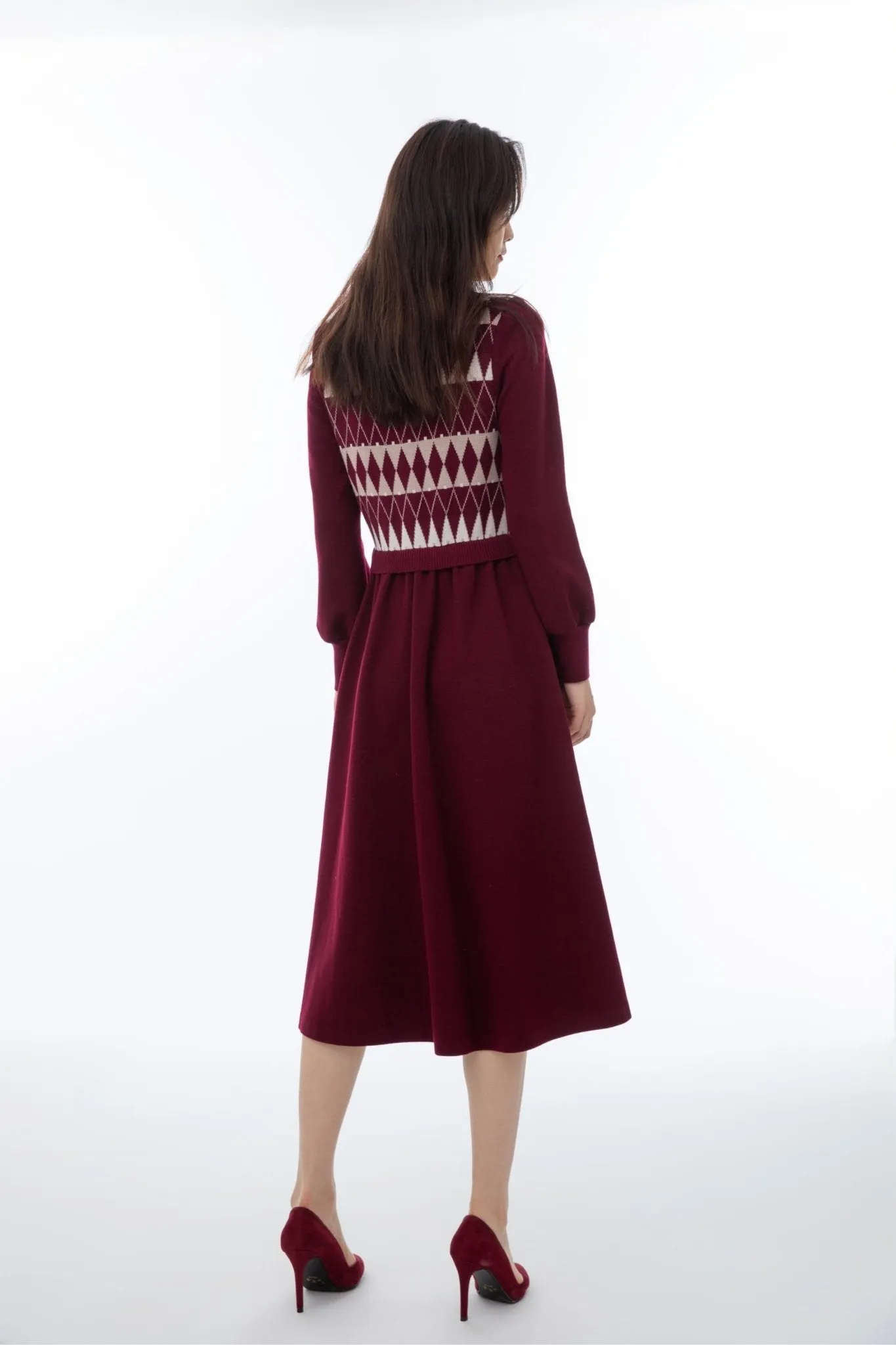 Maroon Jacquard Dress