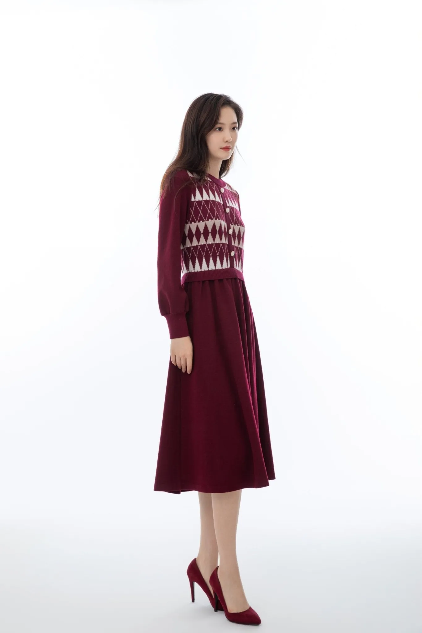 Maroon Jacquard Dress