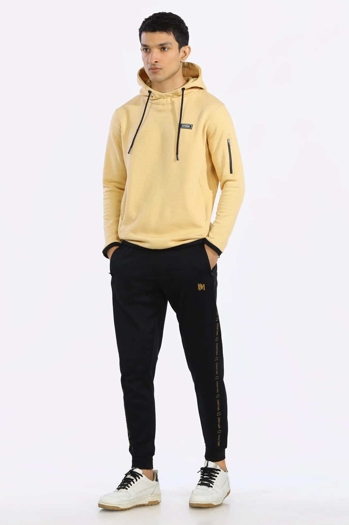 Men Beige Pullover Hoodie