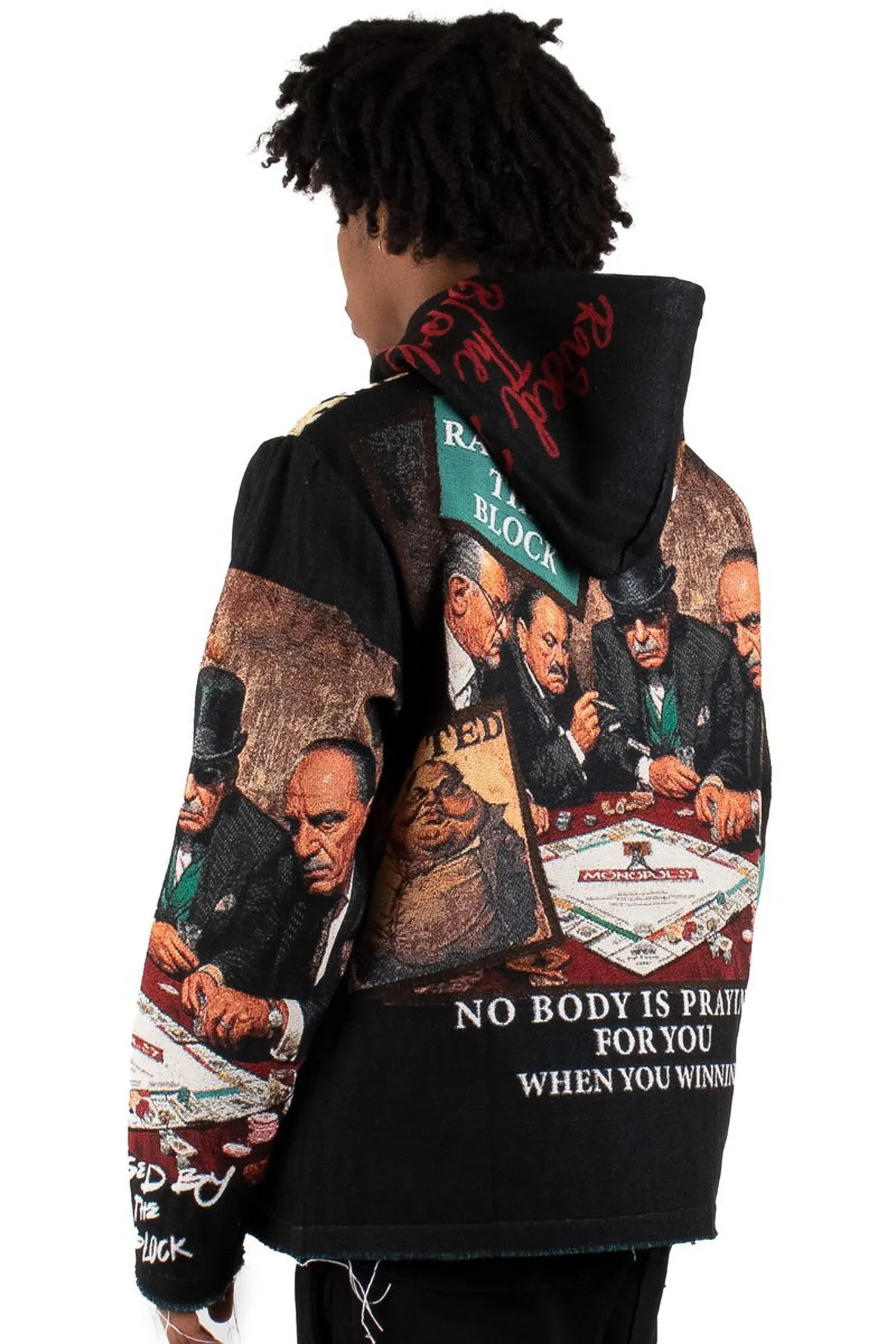 Men's Premium Crime Boss Tapestry Jacquard Long Sleeve Hoodie