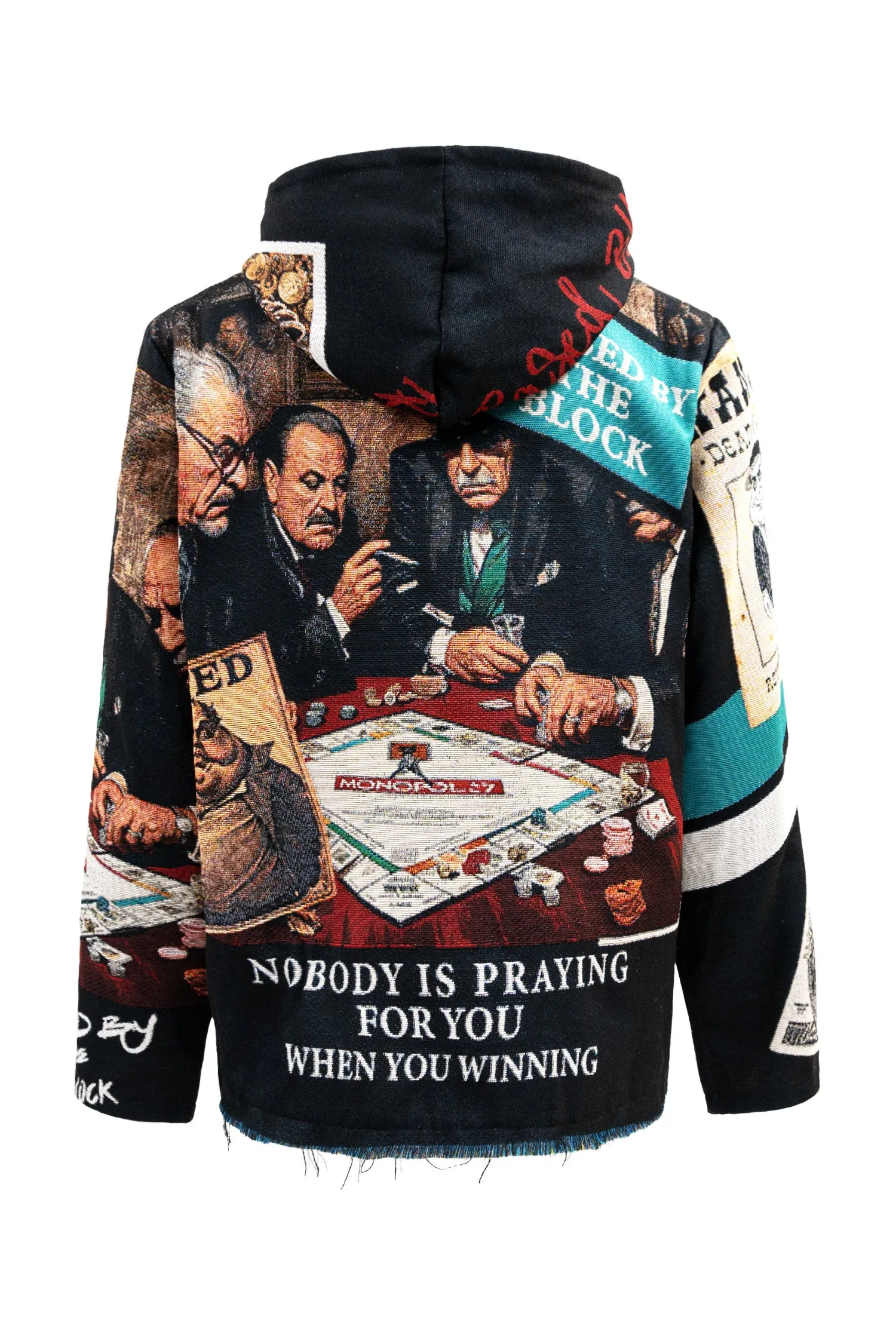 Men's Premium Crime Boss Tapestry Jacquard Long Sleeve Hoodie