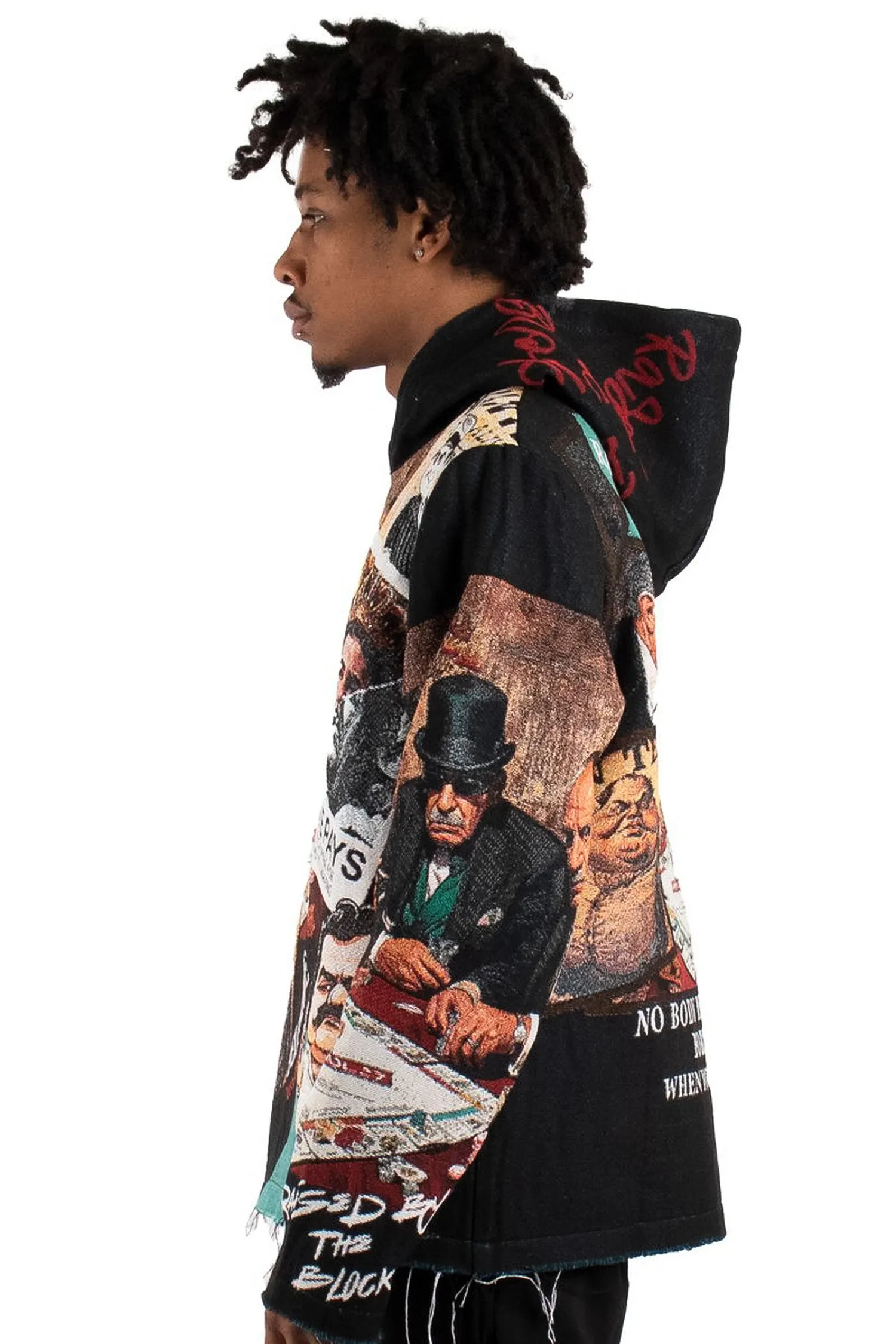 Men's Premium Crime Boss Tapestry Jacquard Long Sleeve Hoodie