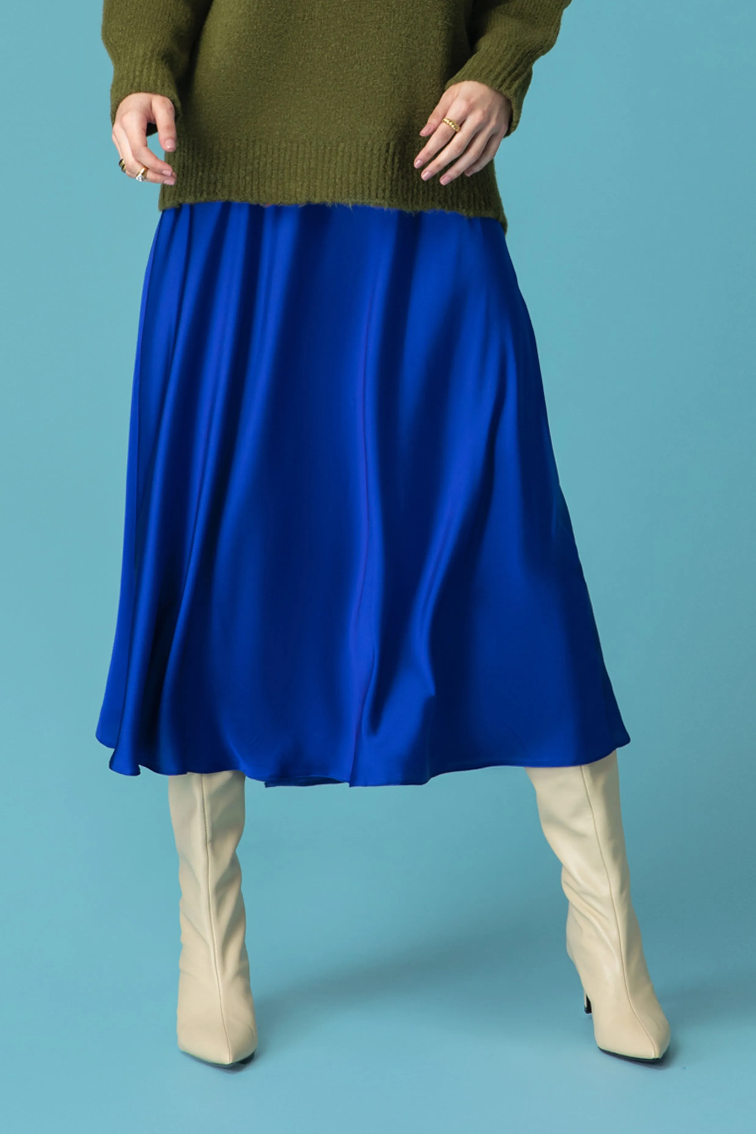 MIDI SATIN SKIRT "ALISA"