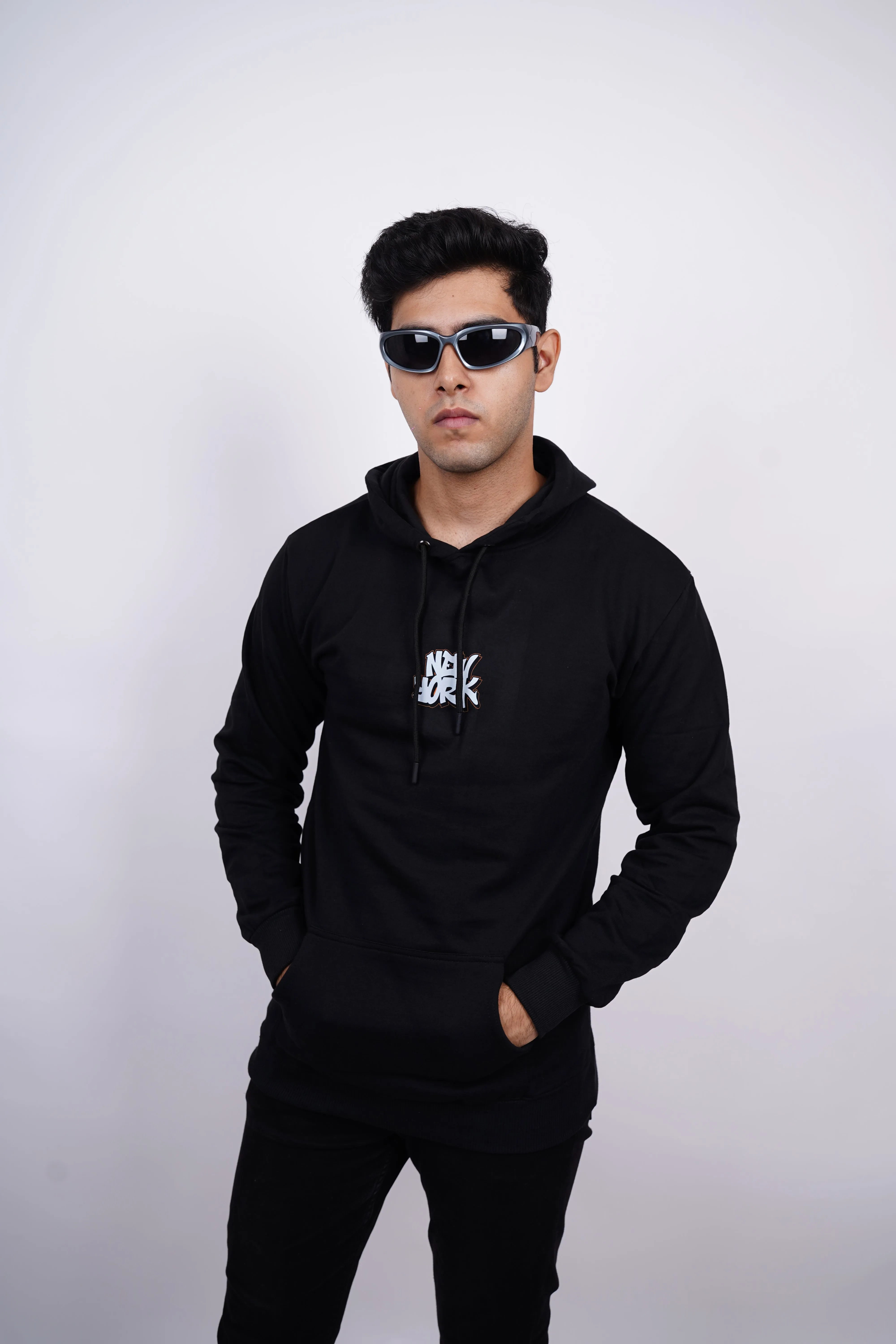 New York Relaxed fit Black Hoodie for Men By DemonWear