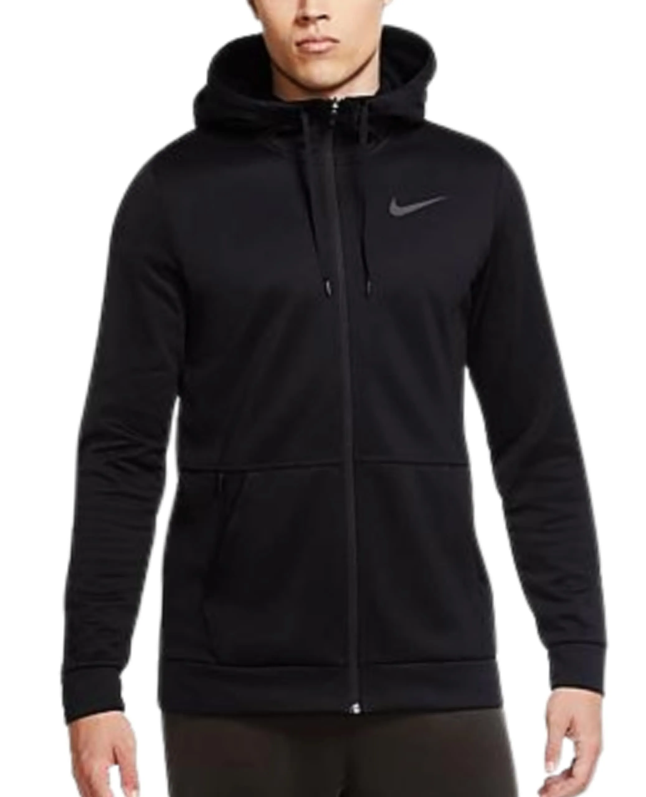 Nike Therma-FIT Men's Full-Zip Fitness Hoodie, Black/Black/White, S