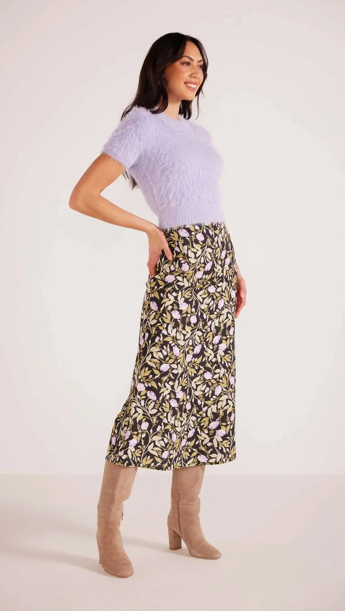 Nocturne Bias Slip Midi Skirt