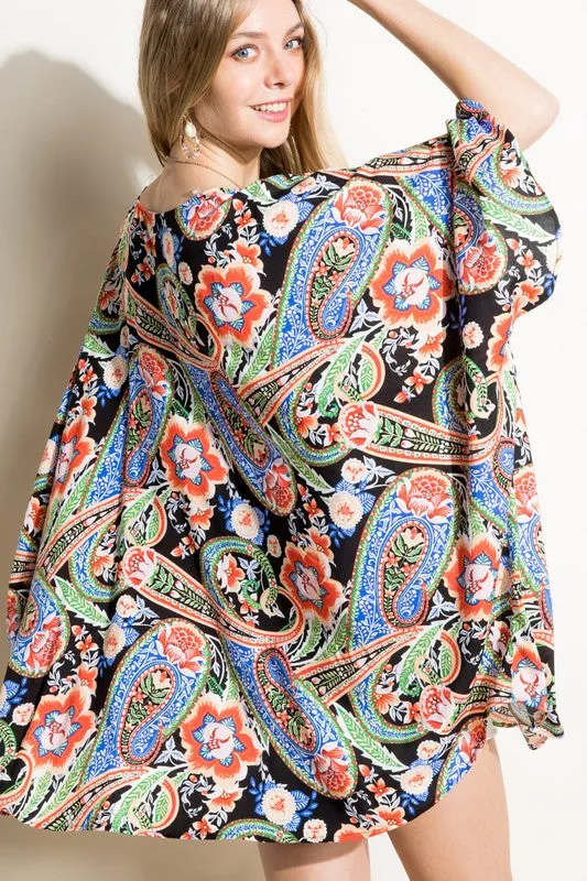 Plus Paisley Woven Kimono Cardigan