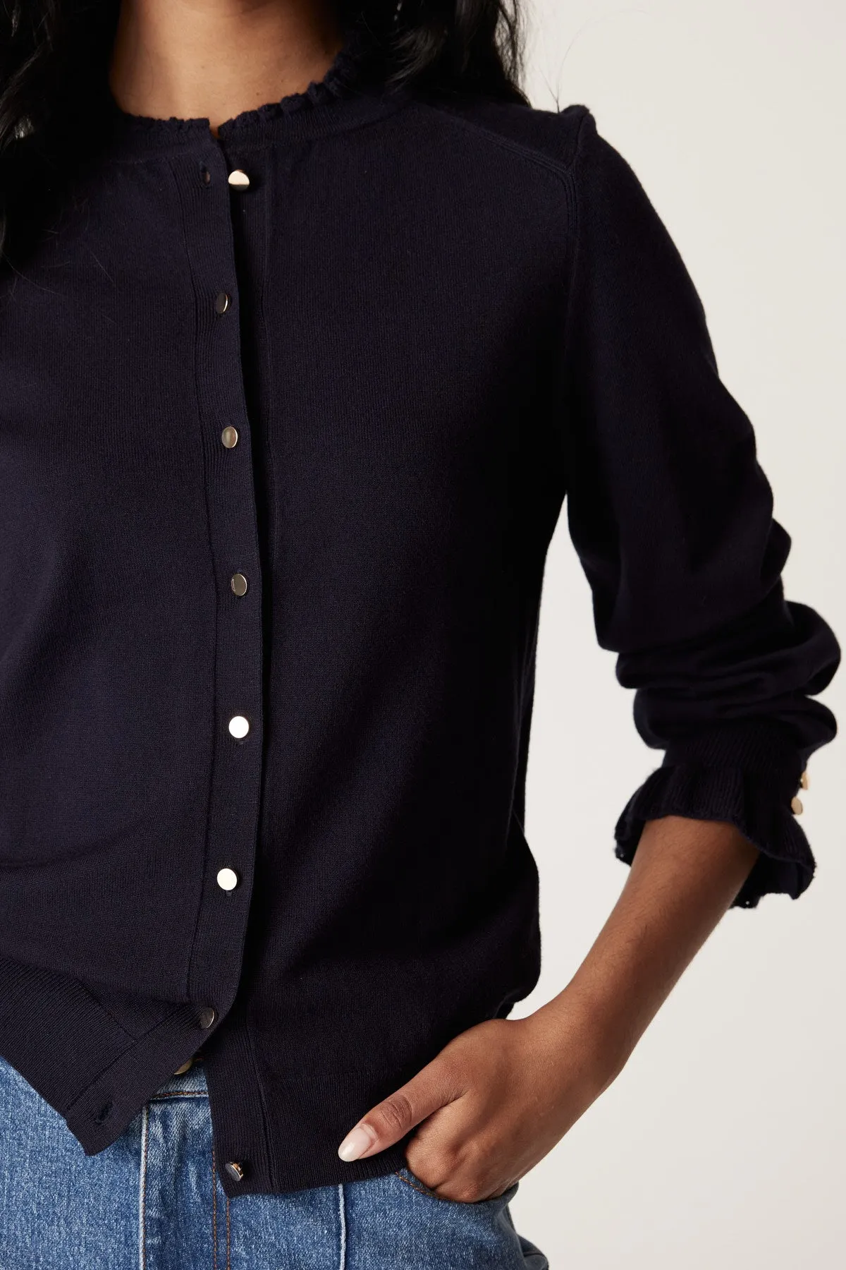 Pointelle Cardigan - Navy