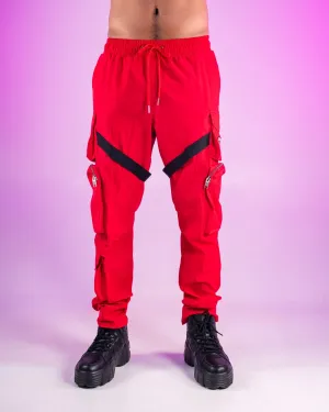 Red Nylon Utility Pants