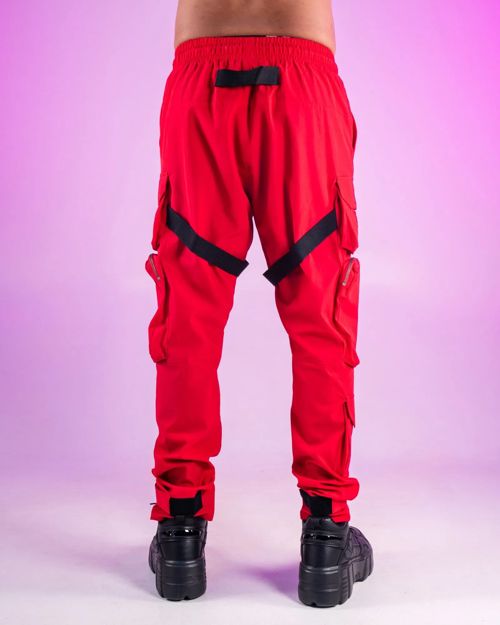 Red Nylon Utility Pants