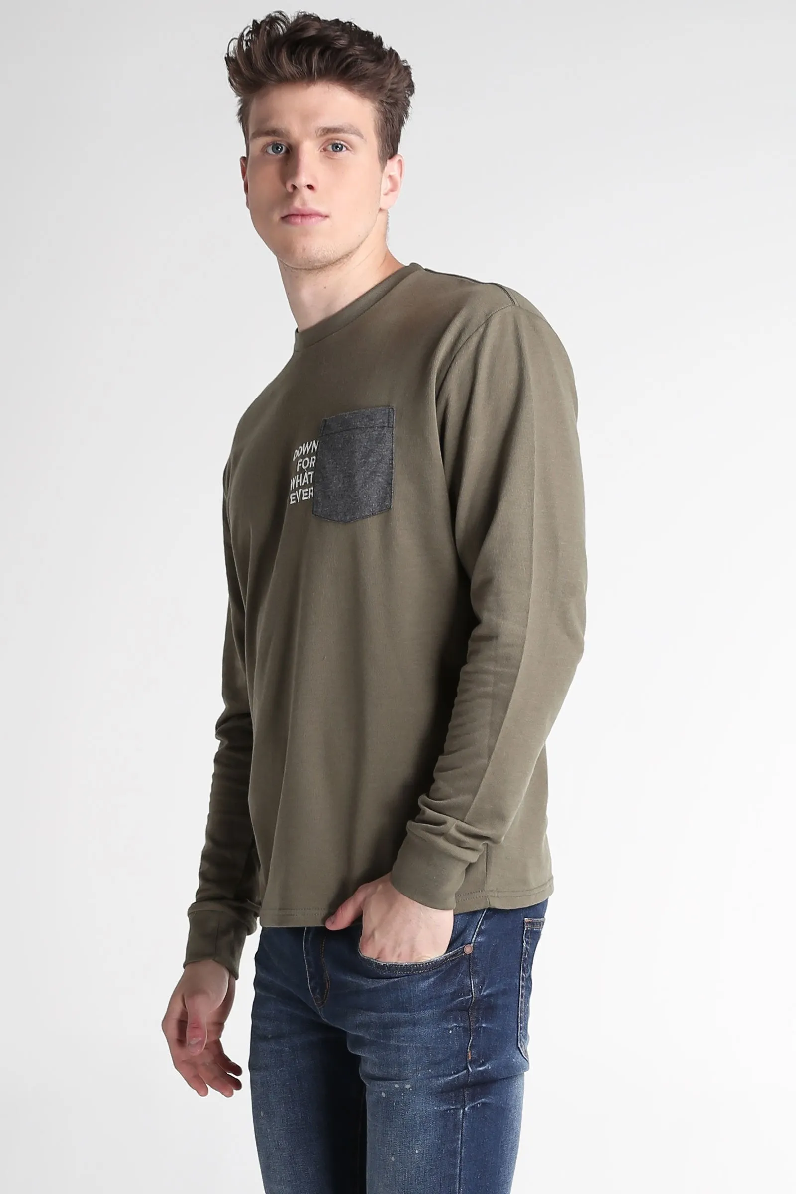 Relaxed Fit Pullover With Pocket Detail