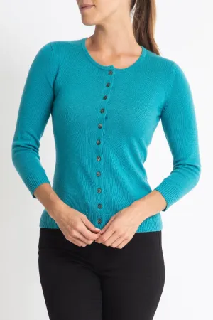 Silk   Cashmere Victoria Cardigan in turquoise