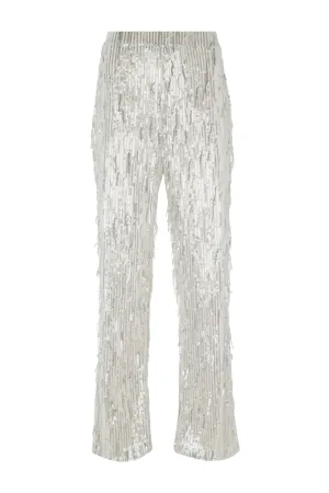 Silver Sequin Tassel Trousers