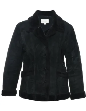 Single Breasted Black Suede Classic Jacket - L